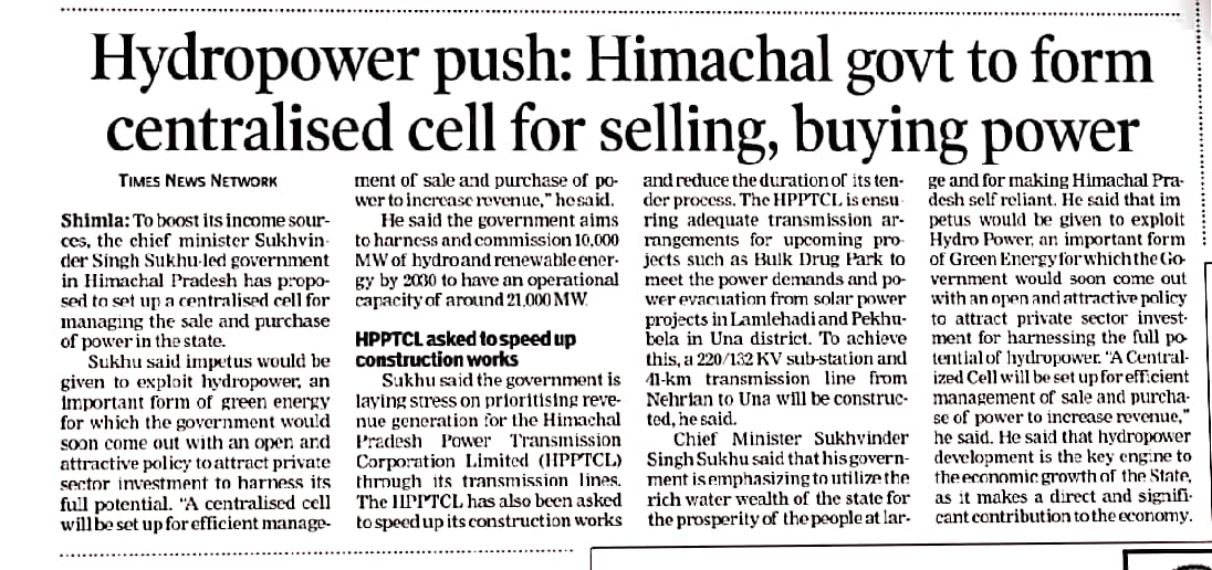 #Media_Coverage
#HydroPowerProjects
#greenenergy
#greenpower
#greenstatehimachal
#powergeneration
#hppcl
#Hpptcl
#HPSEBL