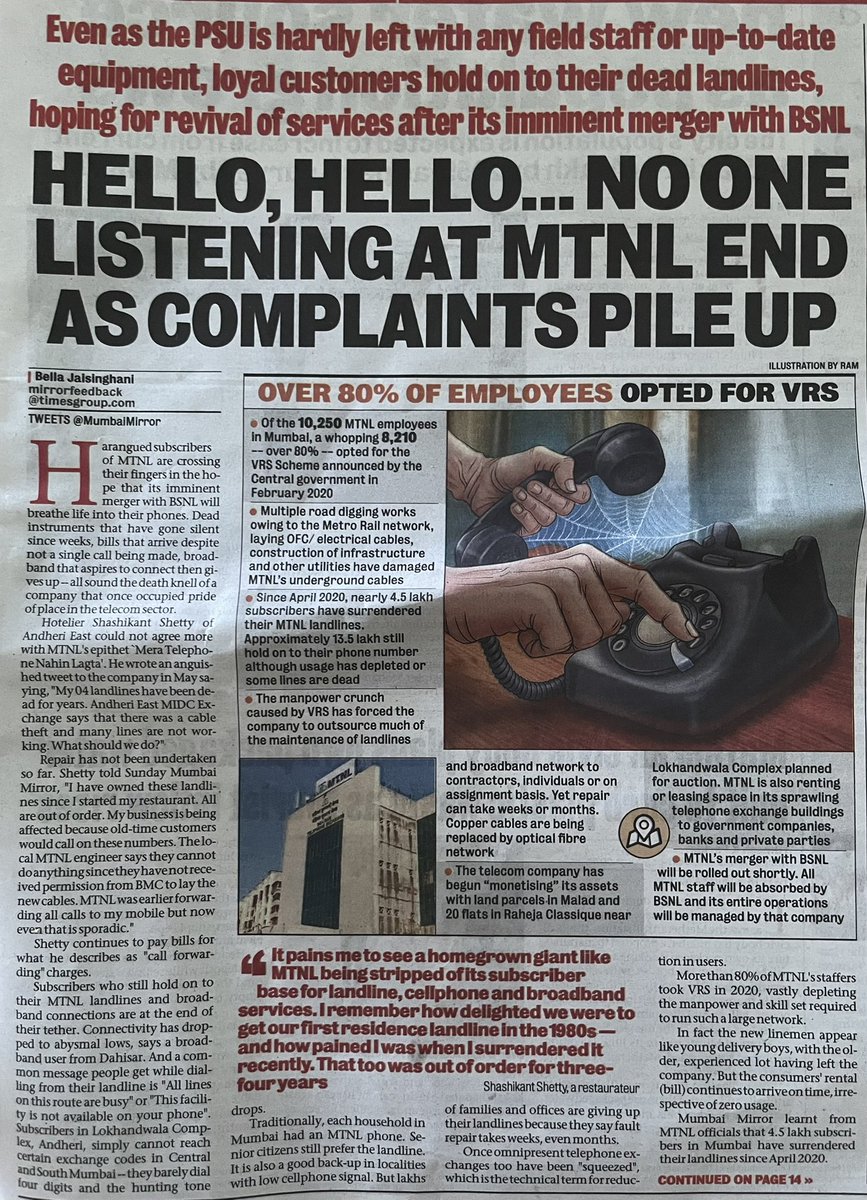 Irony is no one is available for disconnection too, and monthly bills keep coming. #mtnl  #govtofindia #psu #landline