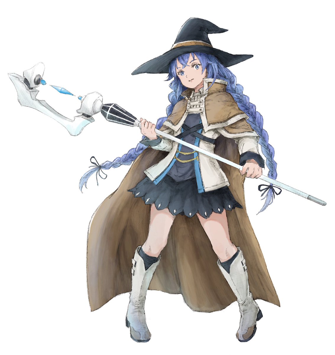 roxy migurdia 1girl witch hat staff blue hair solo hat blue eyes  illustration images