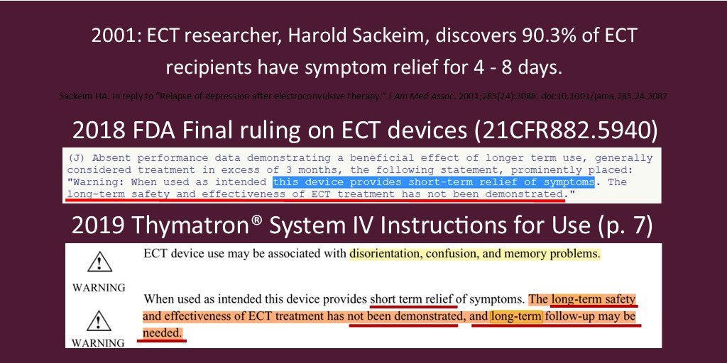 PsychRecovery's tweet photo. @CunliffeSue @wendyburn @Altostrata @rcpsych @PSSDSimon @benzosarebad @jill_d35 @ReadReadj @DrAdrianJames Wait. @rcpsych lawyers advised to omit #ECT's 2018 &amp; 2019 manuf'r ID'd risks of "permanent memory loss or permanent brain damage," Brain Injury, general motor dysfunction? Did they say #ECTAS disclaimer protected college from wilful misconduct? #AuditECT
https://t.co/y3mBnlZ1wv https://t.co/gL0YVVxskR