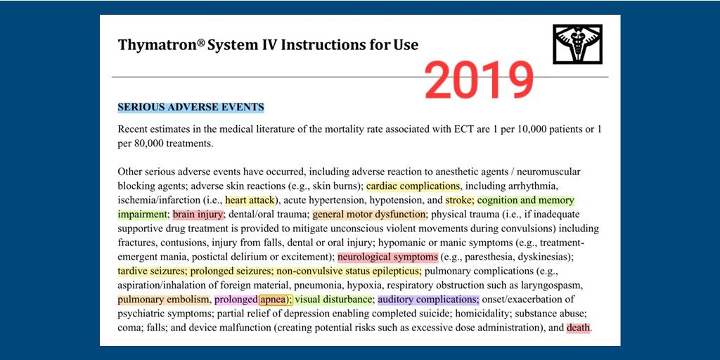 PsychRecovery's tweet photo. @CunliffeSue @wendyburn @Altostrata @rcpsych @PSSDSimon @benzosarebad @jill_d35 @ReadReadj @DrAdrianJames Wait. @rcpsych lawyers advised to omit #ECT's 2018 &amp; 2019 manuf'r ID'd risks of "permanent memory loss or permanent brain damage," Brain Injury, general motor dysfunction? Did they say #ECTAS disclaimer protected college from wilful misconduct? #AuditECT
https://t.co/y3mBnlZ1wv https://t.co/gL0YVVxskR