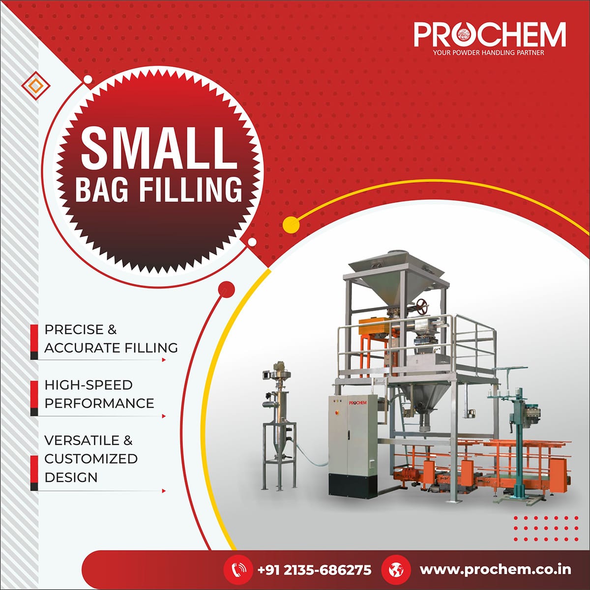 Efficiency meets precision with #Prochem's Small Bag Filling system. Achieve precise and accurate filling at high speeds with our versatile and customized design. 

#SmallBagFilling #PrecisionFilling #Efficiency #Precision #AccurateFilling #HighSpeed #Versatile #Packaging