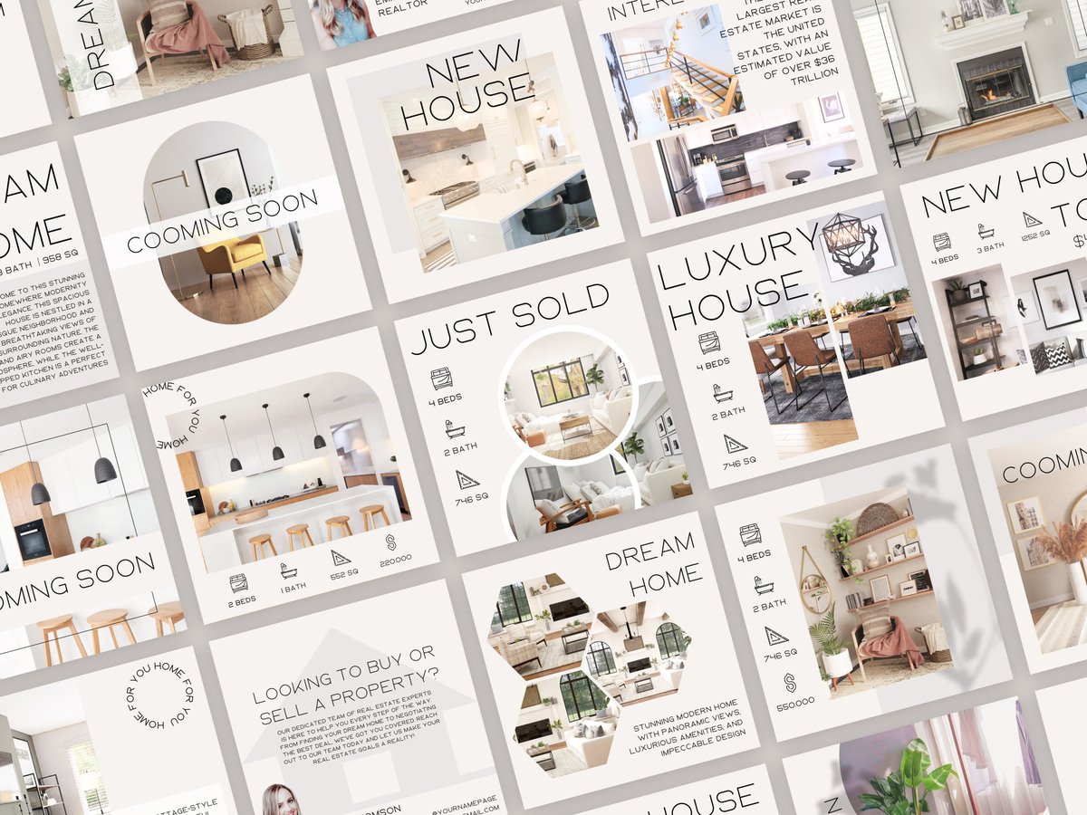 Excited to share the latest addition to my #etsy shop: Luxury Real Estate Instagram Template Canva Realtor Marketing Social Media Kit Luxury Realtor Branding IG Real Estate Posts Realtor Template etsy.me/3piHAQT #beige #white #realtortemplate #realtormarketing