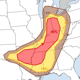 An active Sunday is in store, with multiple areas of #severe weather likely. The greatest #tornado threat will be from central Kentucky to northwest Ohio and northeast Indiana - a few strong tornadoes are possible in that corridor. A large area could see damaging winds as well.