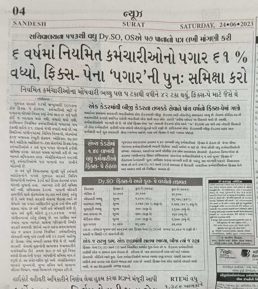 Yuvrajsinh Jadeja 🦁 (@yuvi_1212) on Twitter photo ગુજરાતની સંવેદનશીલ સરકાર ને નમ્ર વિનંતી ફીક્સ પે ના પગાર ની પુનઃ સમીક્ષા કરી લાખો કર્મચારીઓના હિતમાં નિર્ણય આપવામાં આવે.
#Remove_Fix_Pay_Gujarat
<a href="/BJP4Gujarat/">BJP Gujarat</a> <a href="/BJP4India/">BJP</a> <a href="/narendramodi/">Narendra Modi</a> <a href="/Bhupendrapbjp/">Bhupendra Patel</a> <a href="/CMOGuj/">CMO Gujarat</a> <a href="/mansukhmandviya/">Dr Mansukh Mandaviya</a> <a href="/INCGujarat/">Gujarat Congress</a> <a href="/shaktisinhgohil/">Shaktisinh Gohil MP</a> <a href="/Gopal_Italia/">Gopal Italia</a> ગુજરાતની સંવેદનશીલ સરકાર ને નમ્ર વિનંતી ફીક્સ પે ના પગાર ની પુનઃ સમીક્ષા કરી લાખો કર્મચારીઓના હિતમાં નિર્ણય આપવામાં આવે.
#Remove_Fix_Pay_Gujarat
<a href="/BJP4Gujarat/">BJP Gujarat</a> <a href="/BJP4India/">BJP</a> <a href="/narendramodi/">Narendra Modi</a> <a href="/Bhupendrapbjp/">Bhupendra Patel</a> <a href="/CMOGuj/">CMO Gujarat</a> <a href="/mansukhmandviya/">Dr Mansukh Mandaviya</a> <a href="/INCGujarat/">Gujarat Congress</a> <a href="/shaktisinhgohil/">Shaktisinh Gohil MP</a> <a href="/Gopal_Italia/">Gopal Italia</a>