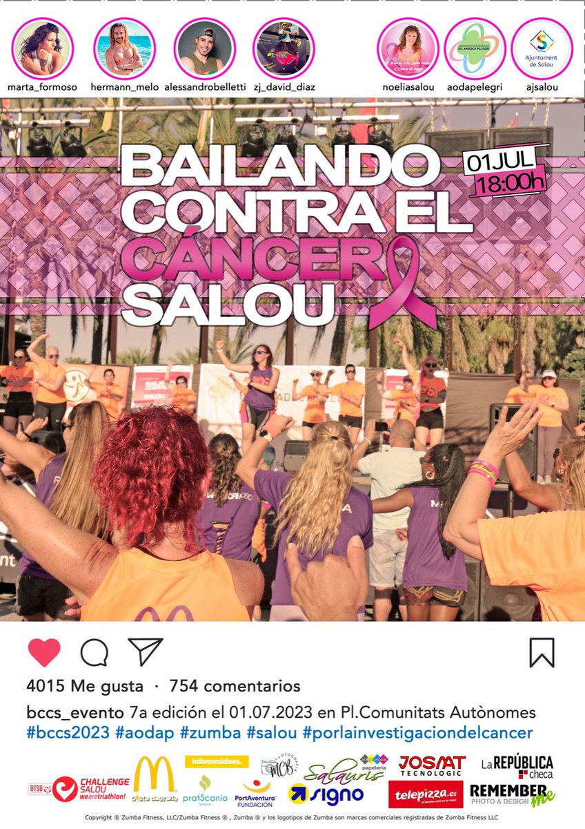 🟥️ Dissabte estem convidats a una cita contra el #cancer a #Salou #MasterClassZumba <a href="/AjuntamentSalou/">Ajuntament de Salou</a>