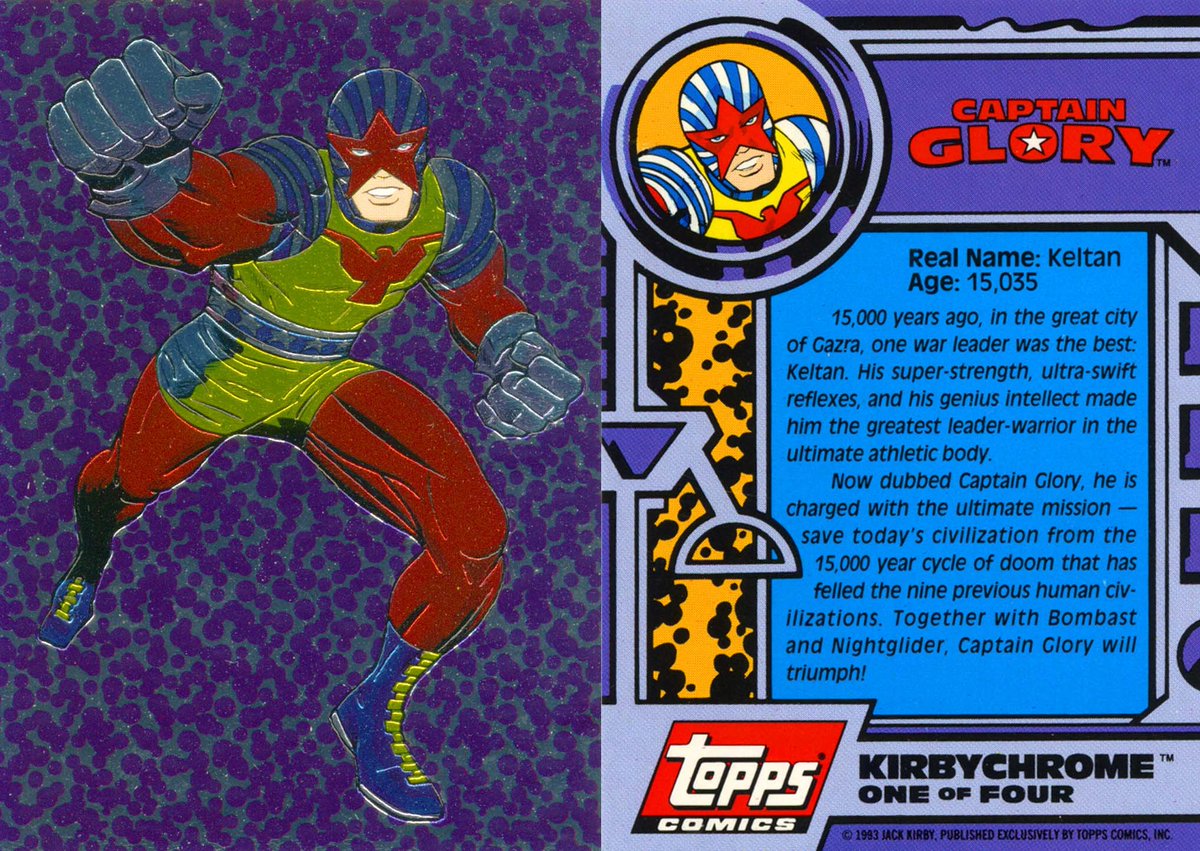 #CaptainGlory's pack in trading card from his #ToppsComics one-shot!  #Kirbyverse #JackKirby #90scomics
