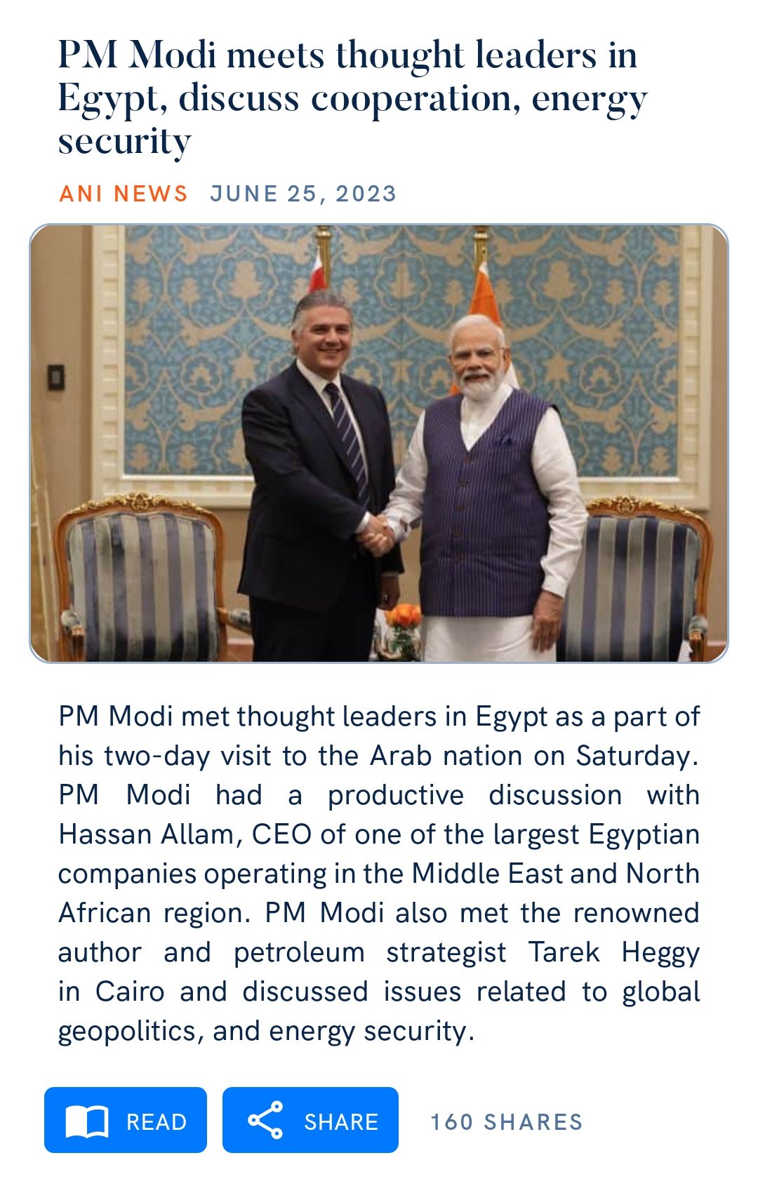 PM Modi meets thought leaders in Egypt, discuss cooperation