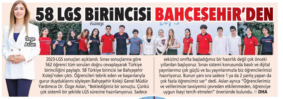 bahcesehir_k12's tweet photo. “58 Türkiye Birincisi Bahçeşehir Kolejinden”

🗞️@postacomtr @sabah @milliyet 

#bahçeşehirkoleji 
#lgsdeTürkiyeRekoru
#LGS2023 https://t.co/Fu10bmrTk6