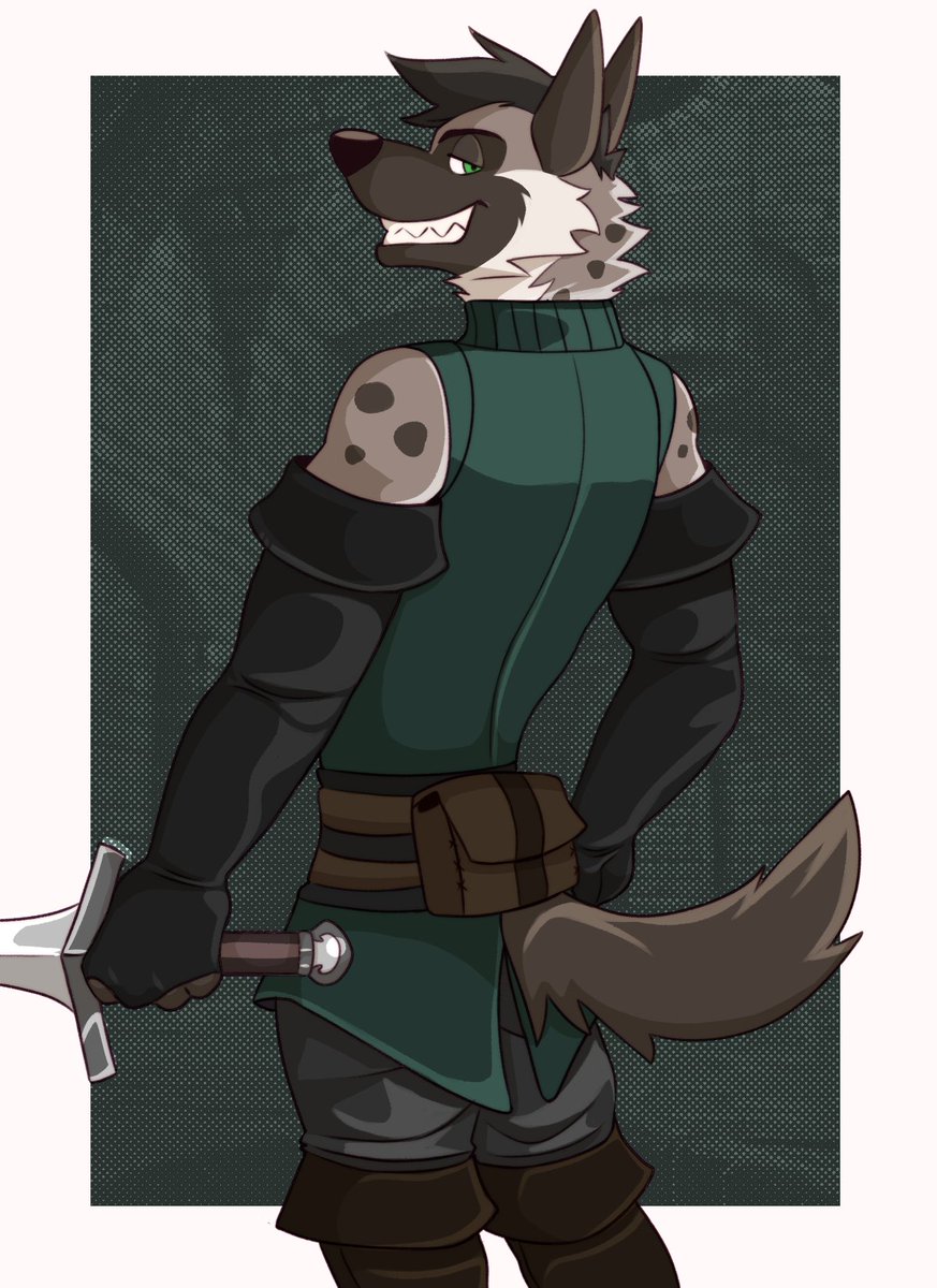 Deckler1's tweet image. My sona as a hyena rogue (with cloak alt)
