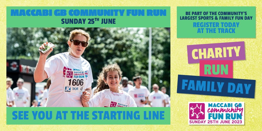 The day has finally arrived!

The Maccabi GB Community Fun Run 2023 is just hours away!

It is not too late to register, you can sign up today at the track!

We hope to see you at the starting line!