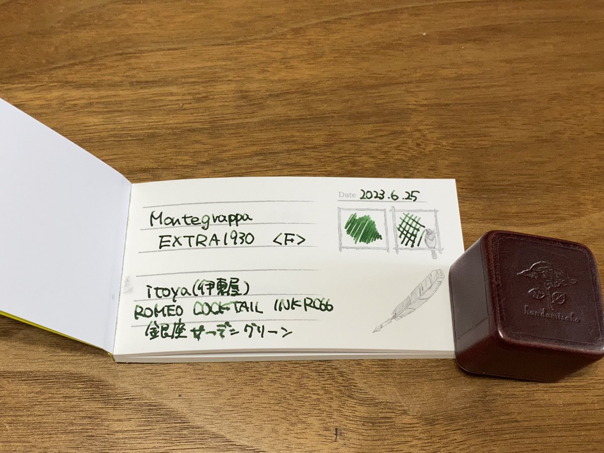 kuma_1121's tweet photo. 昨日買ってきた #渡邉製本 さんの #inklog を使ってみた。
これ、なかなか、ええやないの😁
インクや万年筆の管理ノートは別にあるけど、これはこれでイイね〜 https://t.co/B355Orf5VJ