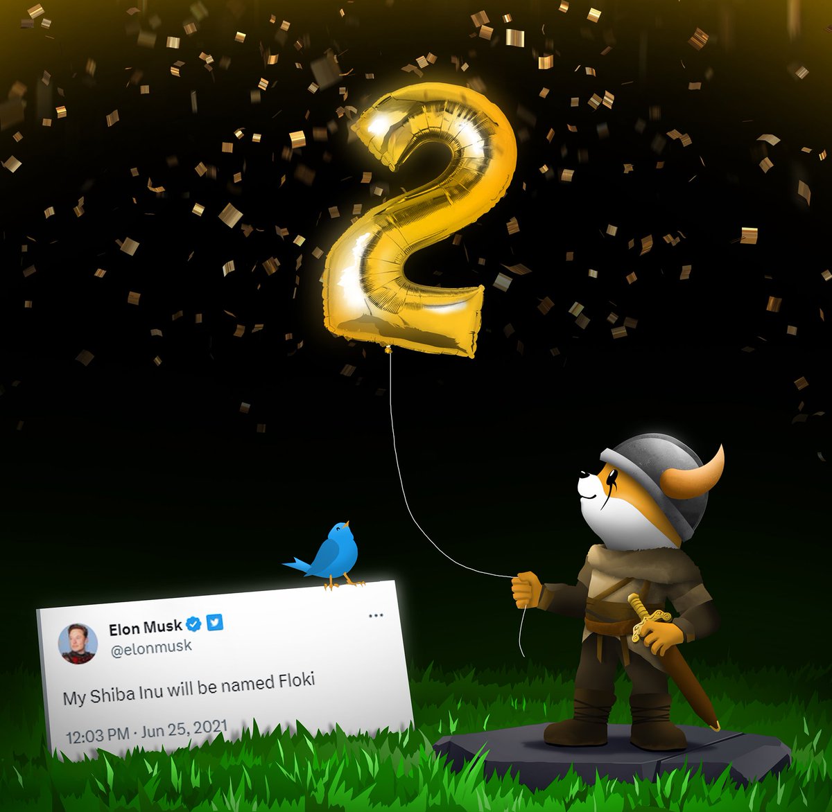 #FLOKI is now 2 years old! Thank you all for your incredible support on this journey!❤️ 

🎁To celebrate, we're giving away $2,000 to 4 lucky winners ($500 each)🏆

To enter:
1️⃣ Retweet & like this post
2️⃣ Follow @RealFlokiInu
3️⃣ Comment #HappyBdayFLOKI

Ends: June 27th, 5pm UTC