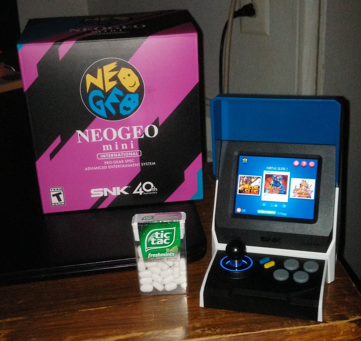 My Neo Geo Mini...Tic Tac for size comparison. 😁

#SNK #NeoGeo #NeoGeoMini