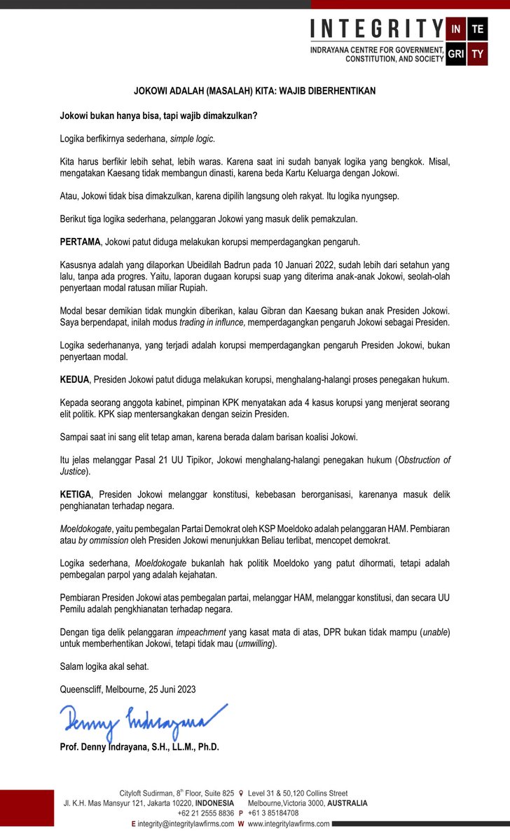 Denny Indrayana tweet media