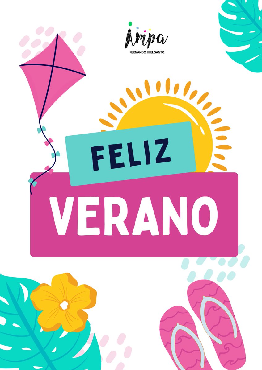 AmpaFernandoIII's tweet photo. Comienzan unas merecidas vacaciones y tiempo de recargar las 🪫🔋 después de un curso escolar tan intenso ☺️

A toda nuestra comunidad educativa les deseamos un FELIZ VERANO 🌞🌴🍉

Nos vemos en septiembre 👋 https://t.co/GUIL8uMPxh