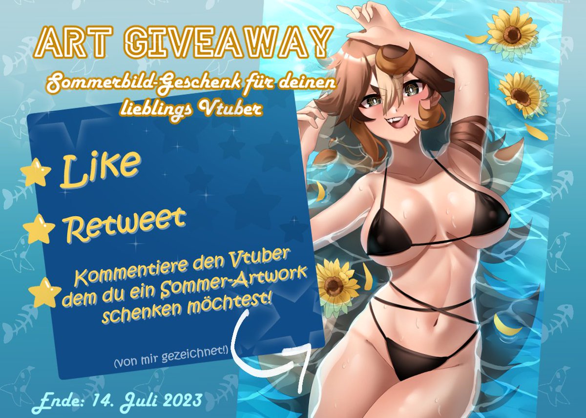 💘ZEIT DANKE ZU SAGEN!💘
Bei diesem Art Giveaway hast du die Chance eine exklusive Sommer-Zeichnung für einen Vtuber deiner Wahl zu gewinnen! 

Heißt: Wenn du gewinnst zeichne ich diesen Vtuber in einem Bild, welches DU diesem Vtuber dann schenken kannst! 💕
Mehr Infos unten!💚