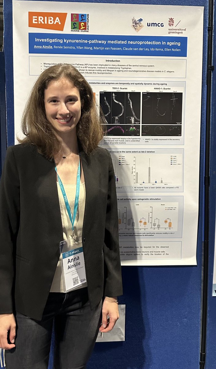 Our postdoc @Anna_A_Science will be presenting her poster today! If you want to learn more about the kynurenine pathway during ageing come to poster 1076A! #Worm23