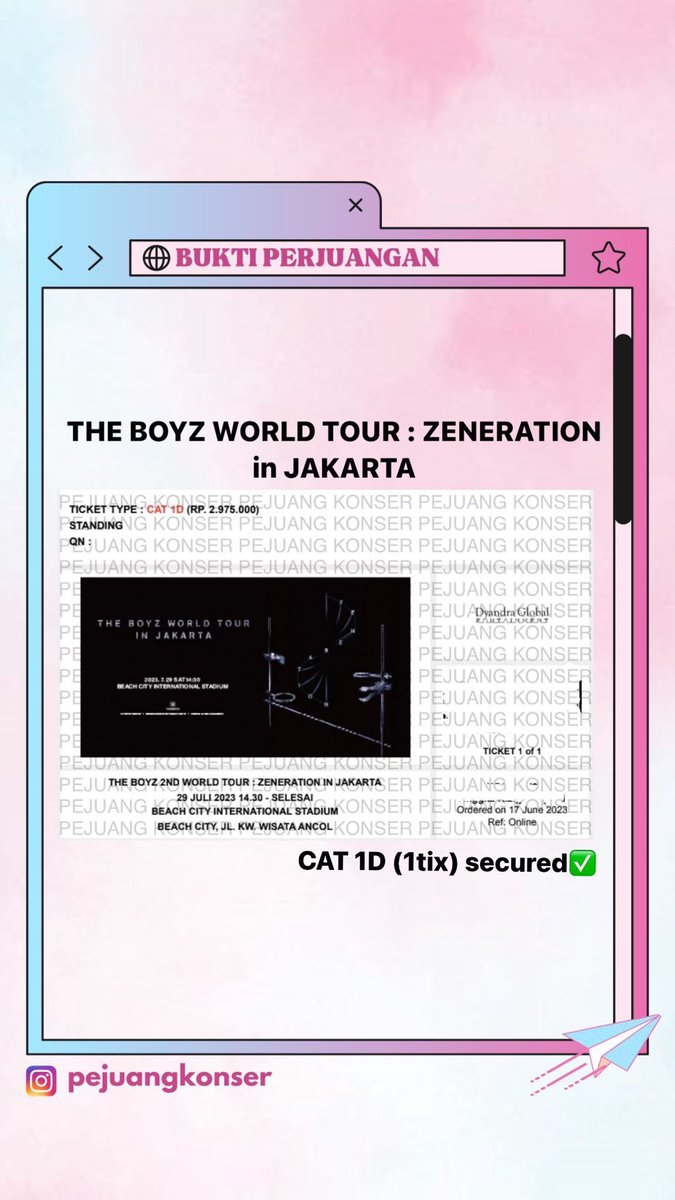 pejuangkonserr's tweet photo. #BuktiPerjuangan THE BOYZ WORLD TOUR : ZENERATION IN JAKARTA (1 tix) https://t.co/qp09c4MzXm