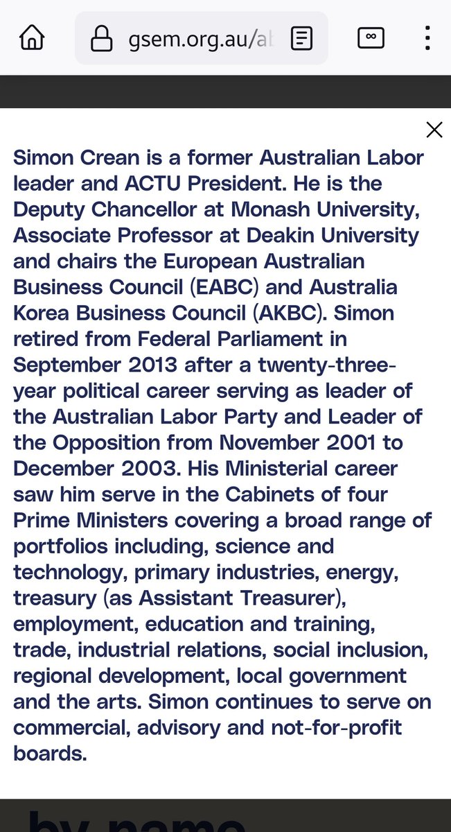 VALE #SimonCrean.
My condolences to his family and friends, at this sad time.

An impression you left, a leader you always were. Pleasure to have met you, an honour to have shared thoughts and conversations. Thanks for your recent GSEM work. Lisa.
#auspol #GreaterMelbourne 4x 📷