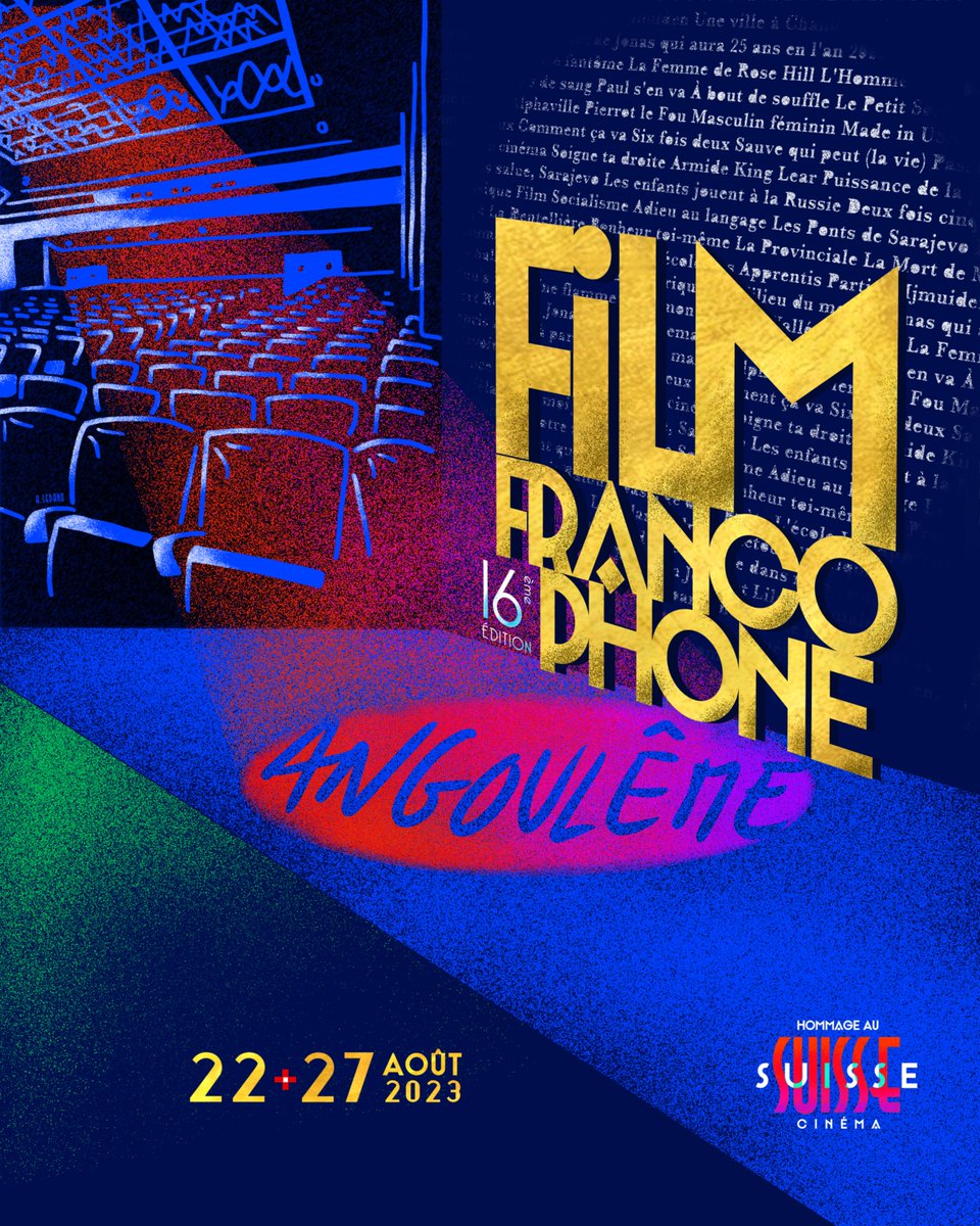 Nous avons le plaisir de vous dévoiler l'affiche officielle de la 16e édition du FFA. On se retrouve tous à Angoulême du 22 au 27 août prochain ❤️ #FFA2023 #ffangouleme #filmfrancophone #filmfestival #francophonie #festival #cinema #film #affiche #illustration #dessin