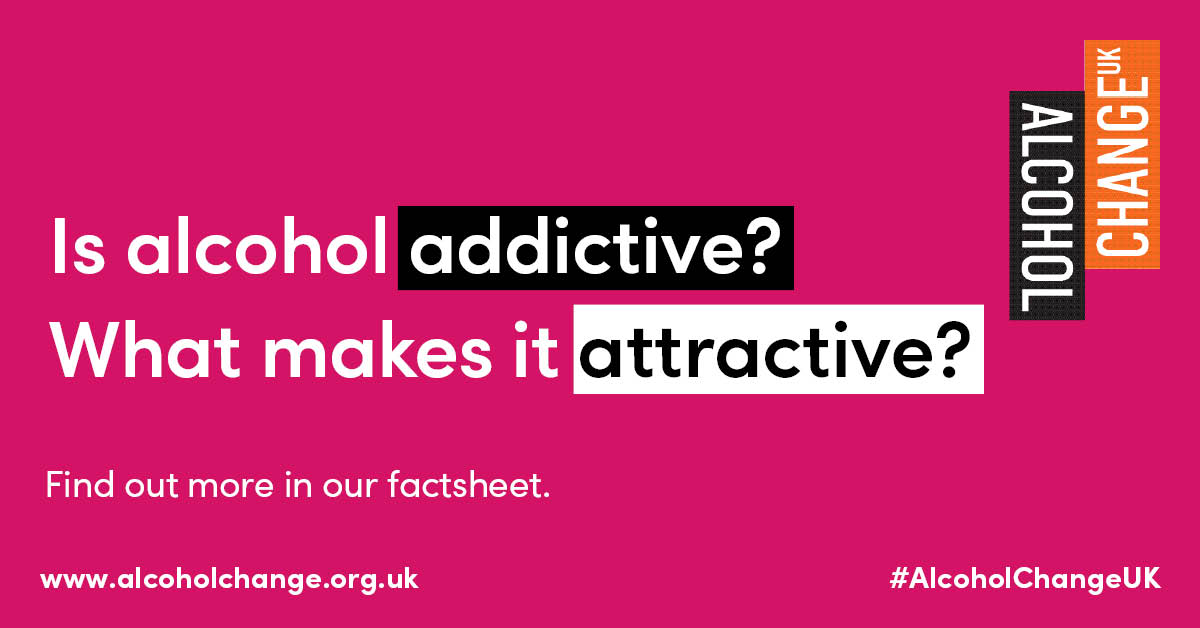 Is alcohol addictive? What makes it attractive? What is it about alcohol that keeps us coming back for more? 

Find out more about our relationships with alcohol in our factsheet: alcoholchange.org.uk/alcohol-facts/…