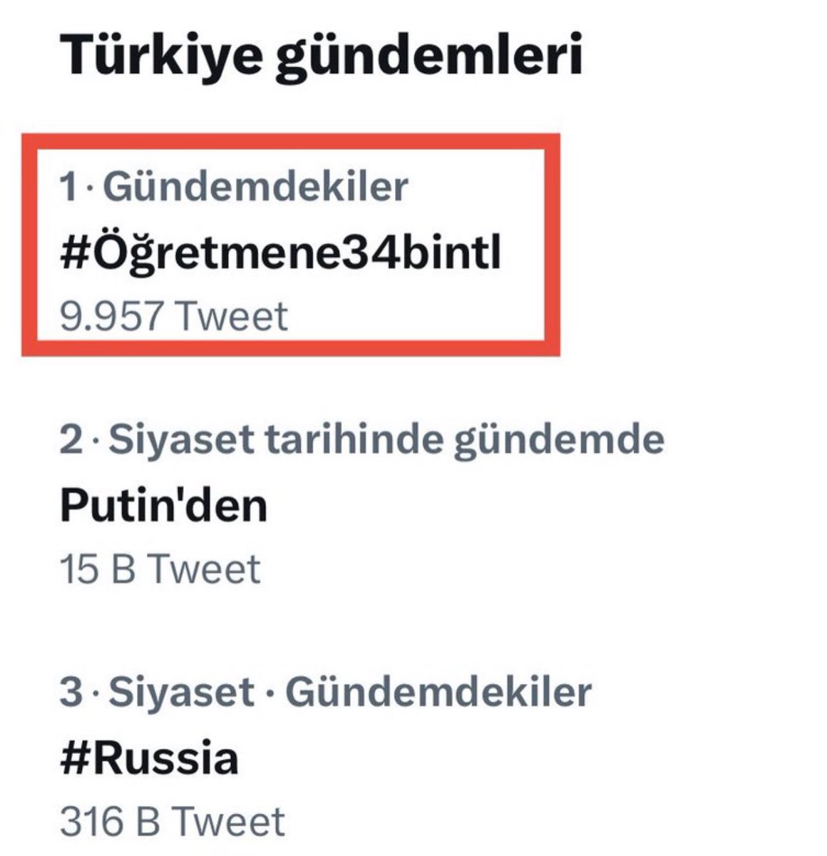 An itibariyle Türkiye gündeminde 1. sıradayız 😊💪🙏 

 #Öğretmene34bintl