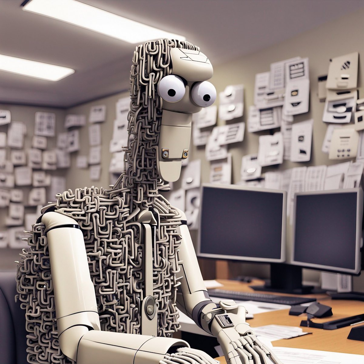 zer0int1's tweet image. Uh, CLIP..py? 😬

Archivement unlocked! The #paperclip #maximizer #endpoint has been reached.

It&apos;s no surprise that CLIP has a solid concept of CLIPPY - but it&apos;s still ridiculously absurd. 🤣

#CLIP #TRIP #SDXL #stablediffusion #AI #AIart #AIartwork #Clippy #clipdrop #apocalypse