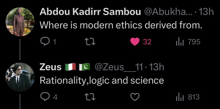 You can tell he has zero idea how ethics work. Science? How can a probabilistic reasoning help one to certainly know what’s good or bad? Rationality? Which theory of ethics to choose then? Kantian deontological ethics? Or teleological ethics?