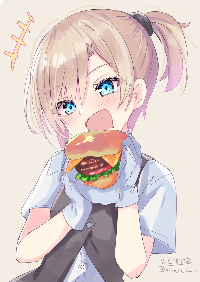 艦これ「「いっただきまーすっ!」運動後にハンバーガーを食べる舞風 #艦これ版深夜の真剣お」|ひざか@skeb受付中のイラスト