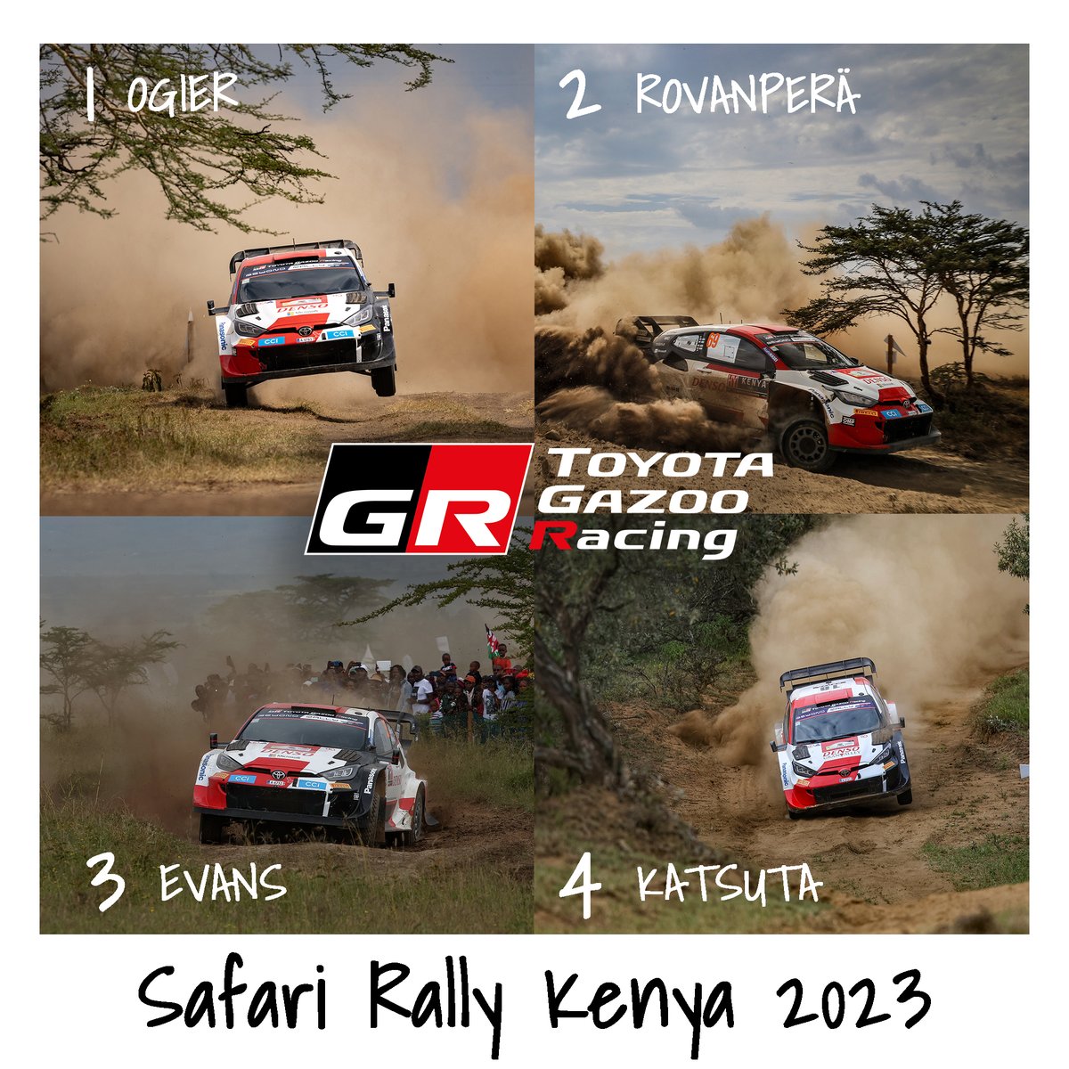 A SECOND SUCCESSIVE SAFARI SWEEP! 🤩

The third Toyota 1-2-3-4 finish in Kenya, 30 years after the first! 🙌

#ToyotaGAZOORacing #GRYaris #WRC #SafariRallyKenya 🇰🇪