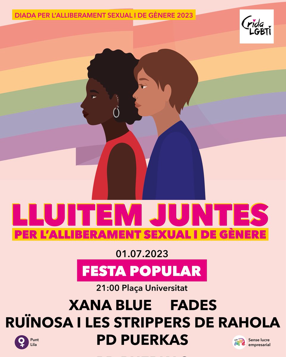✨ Després de la manifestació històrica, seguirem amb la festa popular a plaça Universitat!

Construïm espais de #CulturaBorda, al marge del capitalisme rosa i lliures d'LGBTI-fòbia

Festa sí, lluita també!
#LluitemJuntes28J 🌈