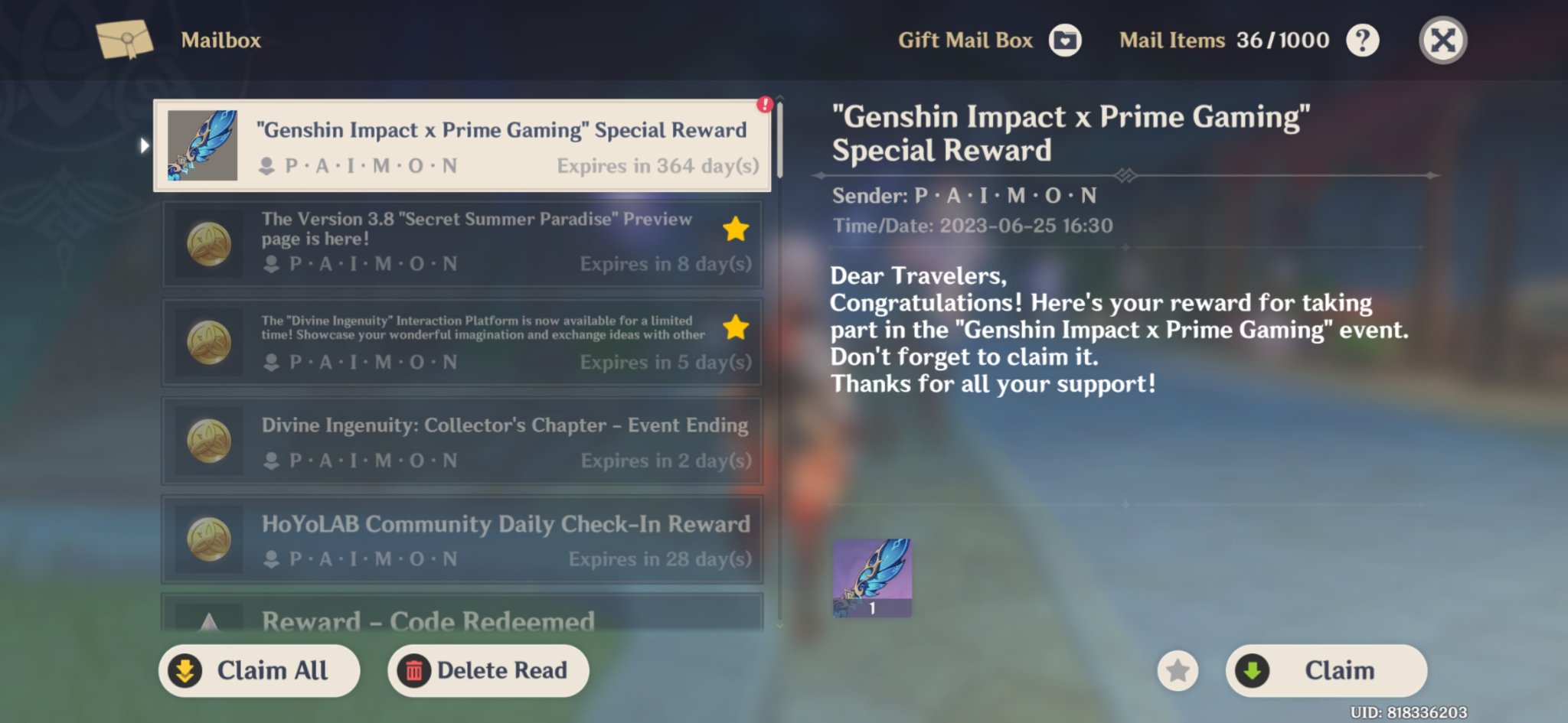 How to Claim Genshin Impact  Prime Gaming Wings