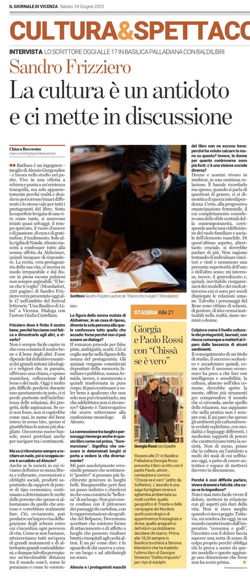 ⁦<a href="/GiornaleVicenza/">Il Giornale di Vicenza</a>⁩ ⁦<a href="/Mondadori/">Mondadori</a>⁩ ⁦<a href="/FrizzieroSandro/">Sandro Frizziero</a>⁩ ⁦<a href="/CittadiVicenza/">Città di Vicenza</a>⁩ Quella di Alessio è una storia dura ma più vicina alla realtà di quanto potremmo immaginare. Ne parla in quest’intervista Frizziero con lucidità e non solo.”Il bene che ti voglio”