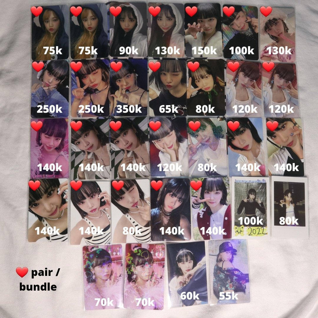 Xen_01's tweet photo. Help RT
[WTS] Want To Sell / LFB 
Photocard GFRIEND TWICE IZONE WJSN IVE NMIXX LESSERAFIM 

❤ Prefer yang mau take banyak + splitpay
❤ First pay, first get
🏠 Bantul, INA
✅ Nego sewajarnya
❌ Packing + admin
❌ hnr, sensitive buyer
💌 dm for detail and condi https://t.co/QIDbn79sq0