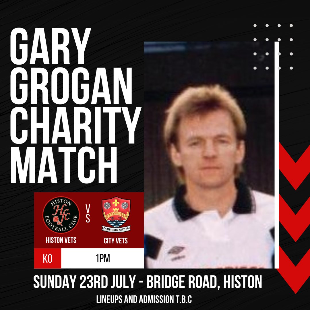 cambridgecityfc's tweet image. @HistonFC Vs @cambdgecityfc  veterans will be holding a charity match in aid of former City Striker Gary Grogan.  Gary was recently taken seriously  ill and while in recovery, for the next 12 months, he and wife Nicole could really do with a helping hand. cambridgecityfc.com/post/charity-m…
