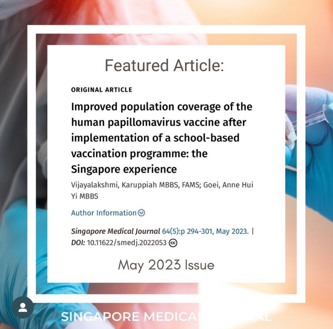 The #HumanPapillomavirus #vaccine has made a tremendous impact on cervical and other HPV-related cancers worldwide.

How has the school-based #HPV vaccination program in Singapore improved population coverage? 

journals.lww.com/smj/Fulltext/2…

#MedTwitter