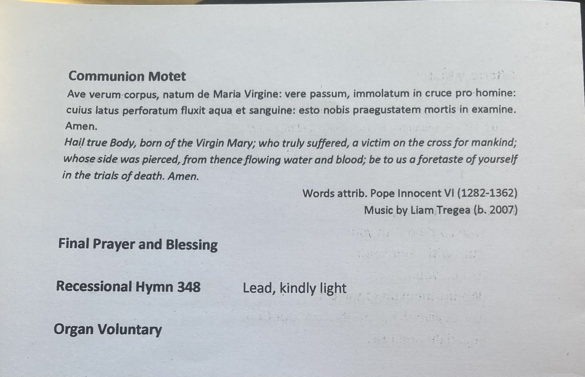 It’s a very special day today as the 10:30am Communion Motet sees the première of former Deputy Head Chorister, Liam Tregea’s Ave Verum Corpus