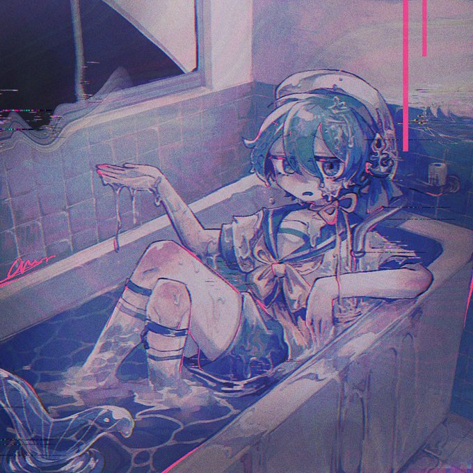 「bathtub partially submerged」 illustration images(Latest)
