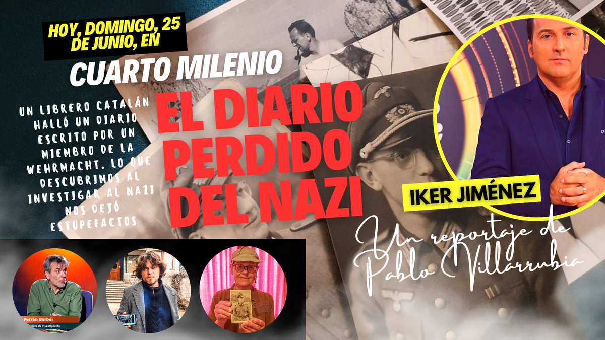 ferranbarber's tweet photo. El librero @MarcalFont halló un viejo diario de un miembro de la Wehrmacht en Sant Feliu. Lo que descubrimos al investigar al geólogo nazi que había tras el hallazgo nos dejó estupefactos. Lo contamos hoy, en la @navedelmisterio de Iker Jiménez en un reportaje de @P_Villarrubia https://t.co/faUwxCztYr