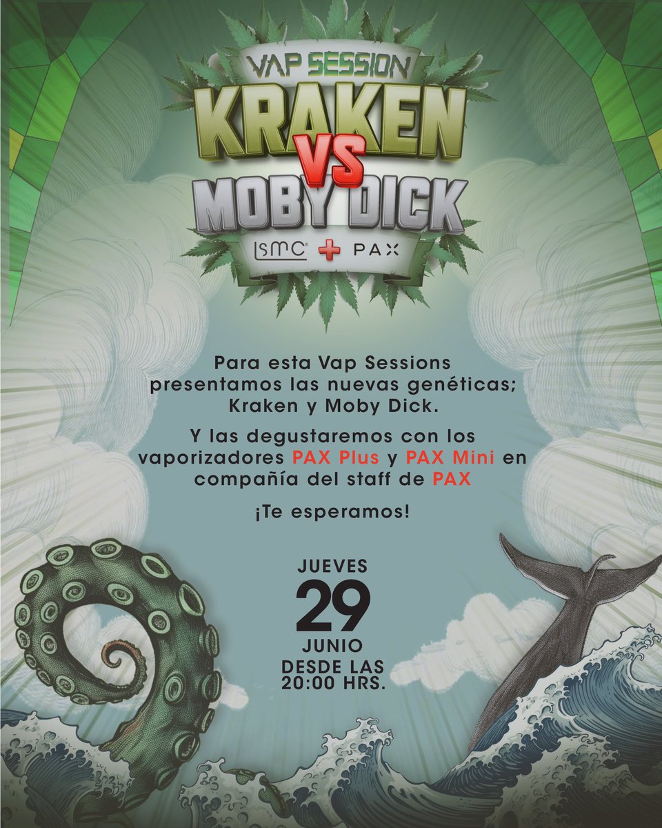 lasagradamaria's tweet photo. Próximamente tendremos en nuestro club al staff de #PAX para testar nuevas genéticas 😱

 #lasagradamariaclub #paxplus #paxmini #kraken #mobydick #cannabisclub #bcn https://t.co/xVTqs4ZzYi