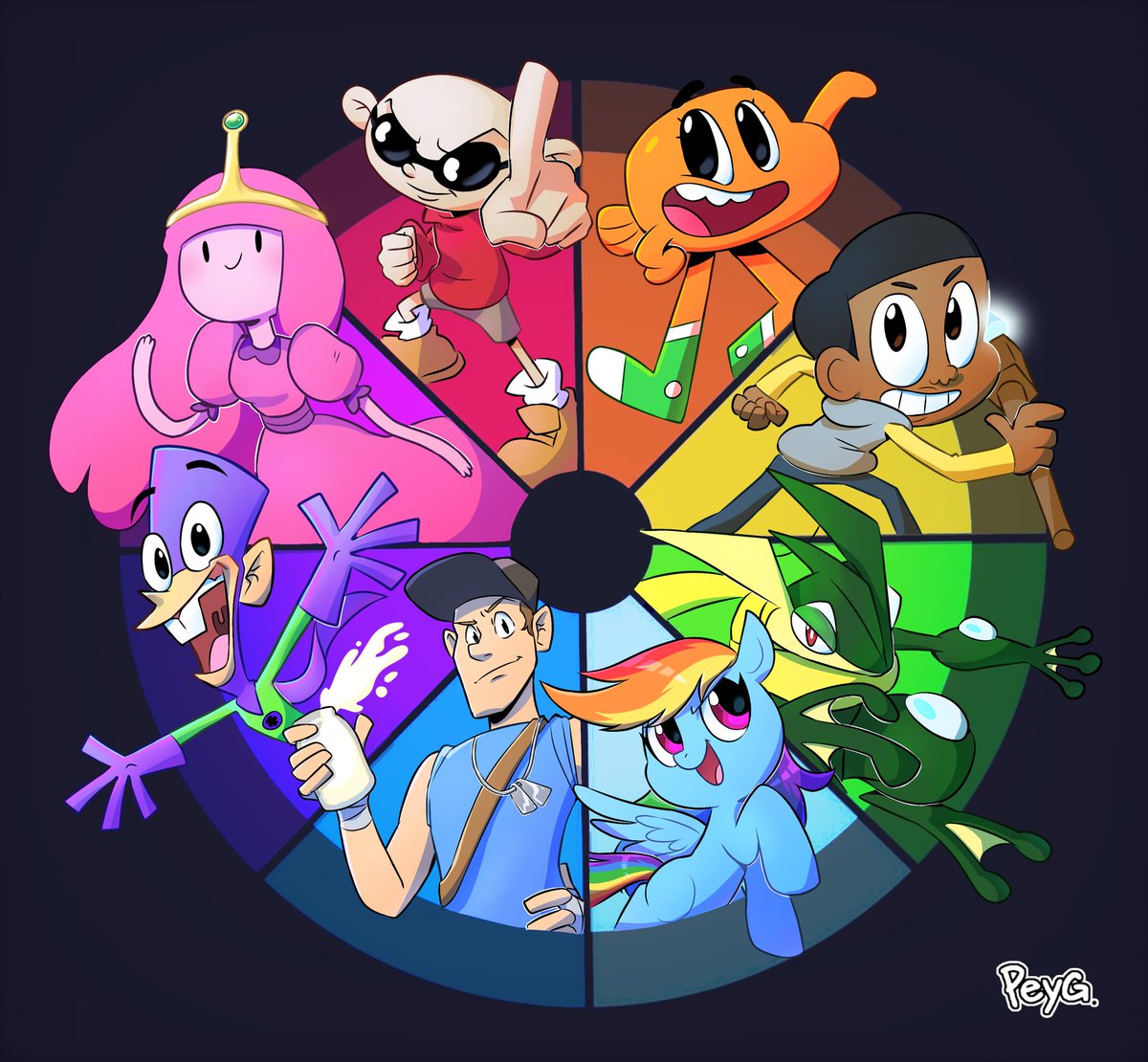 peyg_sus's tweet photo. Finally! Im done with my #ColorWheelChallenge 🥹🎉
.
.
#AdventureTime #adventuretimefanart #KidsNextDoor #CraigoftheCreek #FanboyandChumChum #TheAmazingWorldOfGumball #Teamfortess2 #TeamFortress2Scout #Pokemon #Greninja #mylittlepony #mylittleponyfanart  #Rainbowdash https://t.co/dV4X0wL4Op
