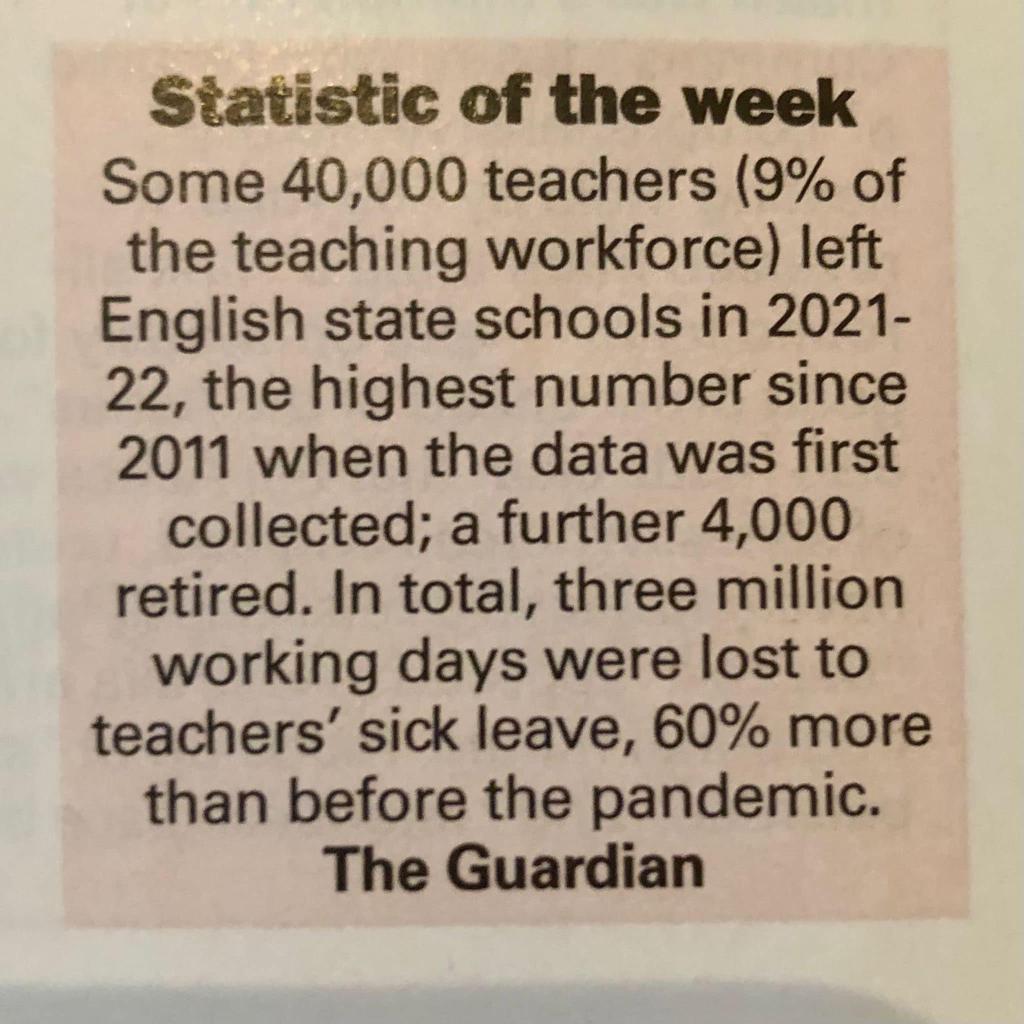 I think when we see the data for 22-23, it will be even worse. Anecdotally, so many people say there are more teachers leaving their school than ever. And yet the government won't do anything to try and retain teachers?