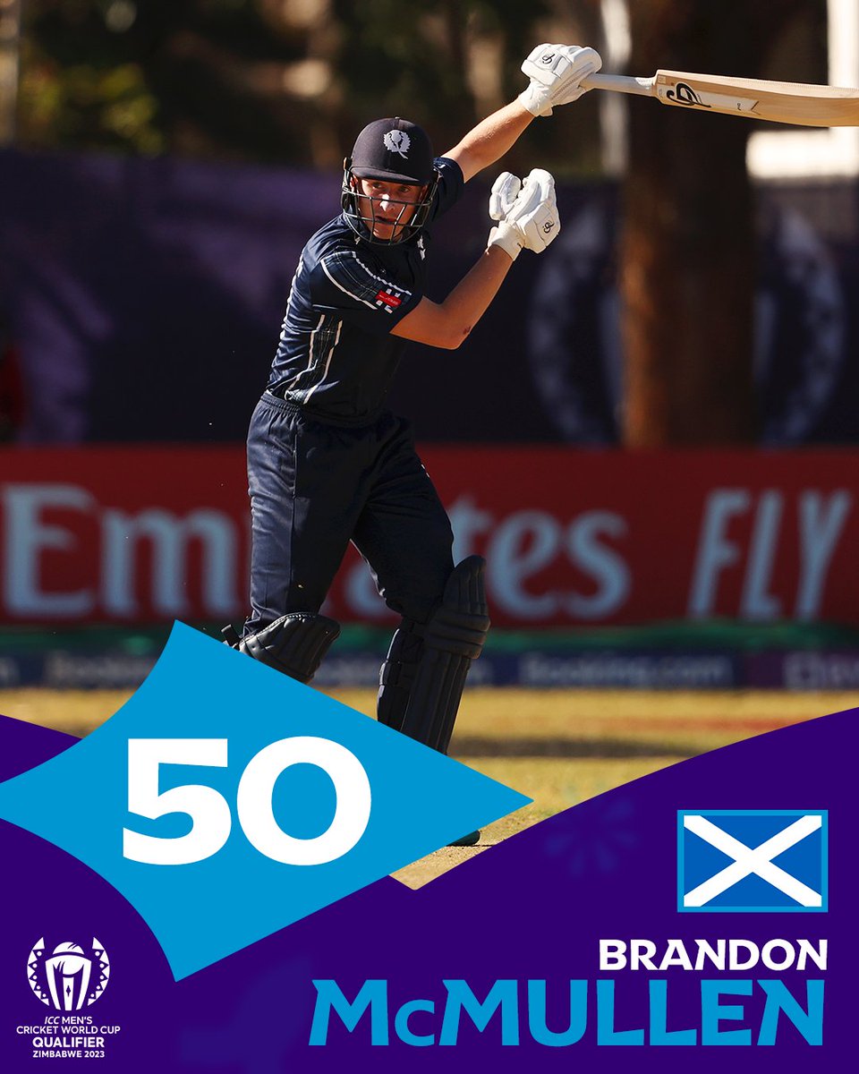A fine knock from the Scotland No.3 👏

#CWC23 | 📝 #SCOvOMA: bit.ly/3r5qzKd