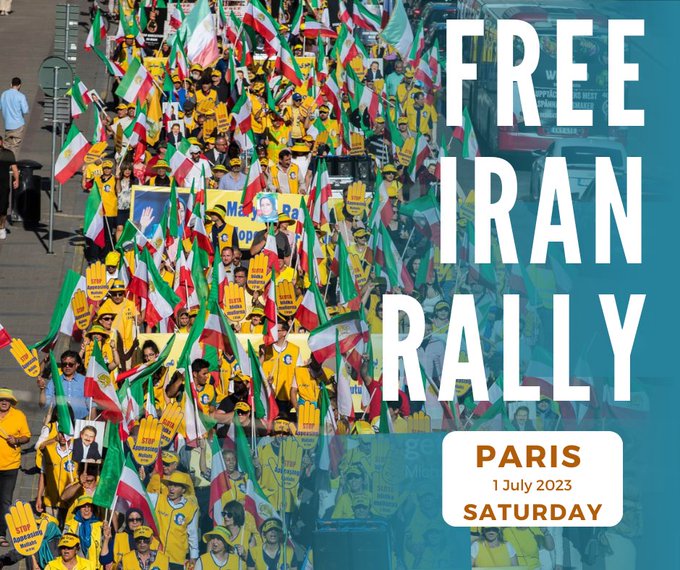 Join us on July 1, 2023, in Paris to support the Iranian people's fight for a democratic republic and separation of religion and state. Let's stand together for freedom and equality! #FreeIran2023