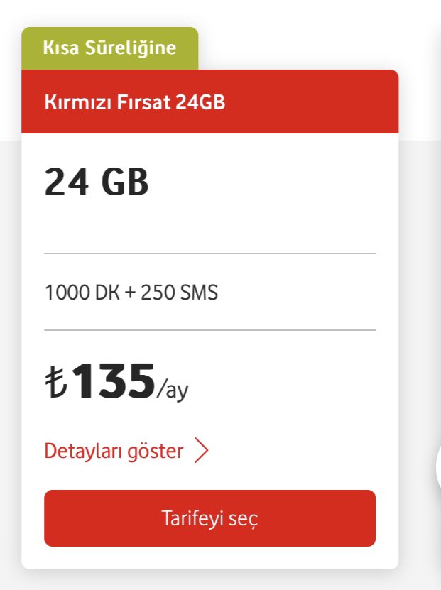 1) Mevcut paketim 2) Benzer icerikle bana sunulan en uygun paket 3) Benzer icerikle sadece yeni abonelere sunulan paket <a href="/VodafoneTR/">Vodafone Türkiye</a> <a href="/VodafoneDestek/">Vodafone Destek</a> Mevcut musterileri kaziklayalim, yeni musterilere ucuz gorunelim fiyatlama sistemini kapalicarsida mi gelistirdiniz? <a href="/RekabetKurumu/">Rekabet Kurumu</a>