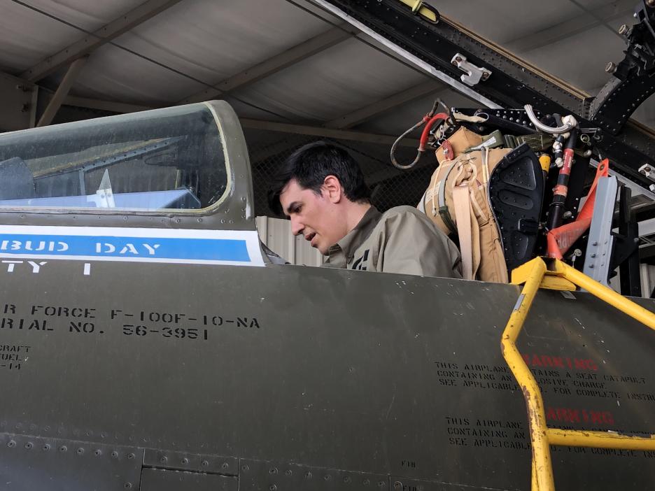 GrinnelliDesign's tweet photo. Happy Sunday #hunday #dcsworld our fearless leader Grinnelli is on a special mission getting his hands a beautiful F-100, it is an F model, but it provides our team with crucial details shared between it and the variant we are working on. GD is working night and day on the hun! https://t.co/1SM0NBkOjI