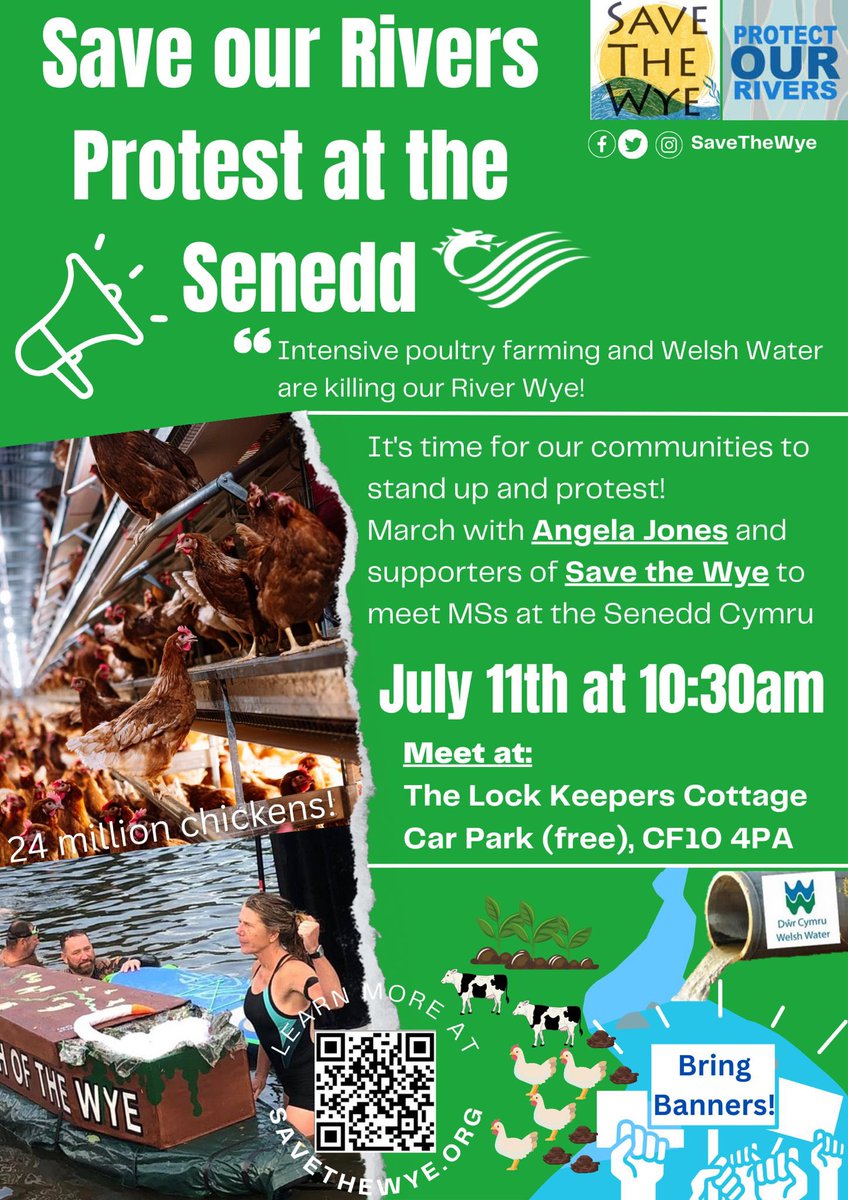 Save Our Rivers
PROTEST at the Senedd
Tuesday 11 July 10.30 am.
Meet Lock Keepers Cottage car park CF10 4PA
#SaveTheWye #SaveTheUsk
#RescueBritainsRivers