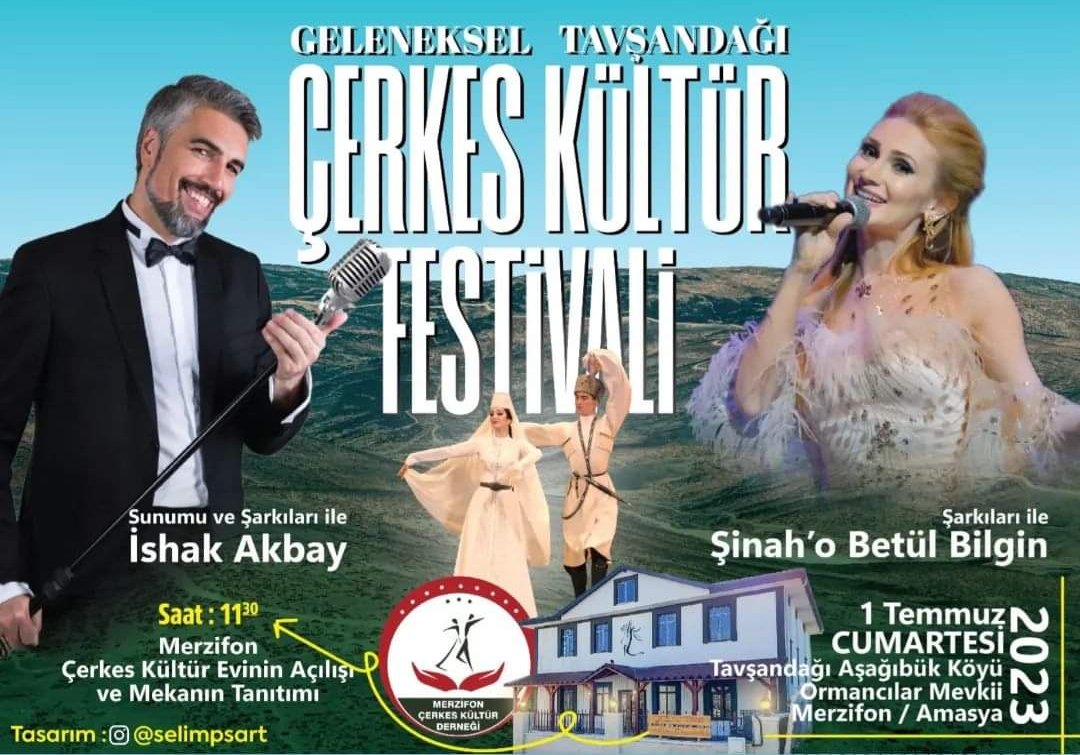 Bayramın 4. Günü Merzifon Çerkes Kültür Derneği tarafından organize edilen Tavşandağı Çerkes Kültür Festivali'ne tüm üyelerimiz davetlidir. Katılmak isteyen üyelerimiz 05053694395 nolu telefondan bizimle iletişime geçebilir.