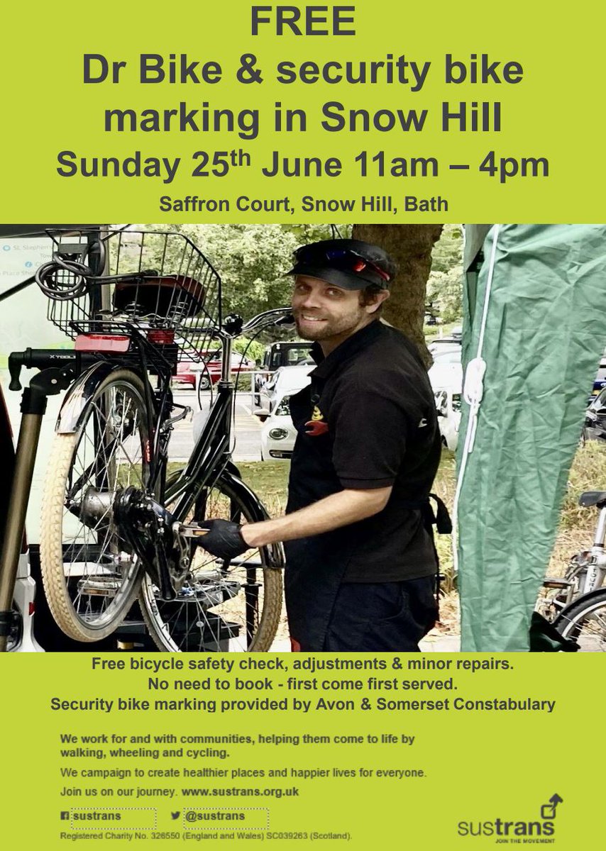 ASPBathNES's tweet image. Don't forget we'll be security marking bikes for FREE later today! Come and find us outside SAFFRON COURT, SNOW HILL and learn more about @bikeregister, the UKs national Cycle Database. 🚲 🔒 

#LockItMarkIt #BikeMarking #BathPolice #CrimePrevention #BikeRegister #Community